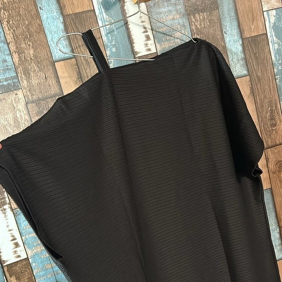 S. Deer large black one shoulder button strap fancy stretchy dress - Picture 16 of 16